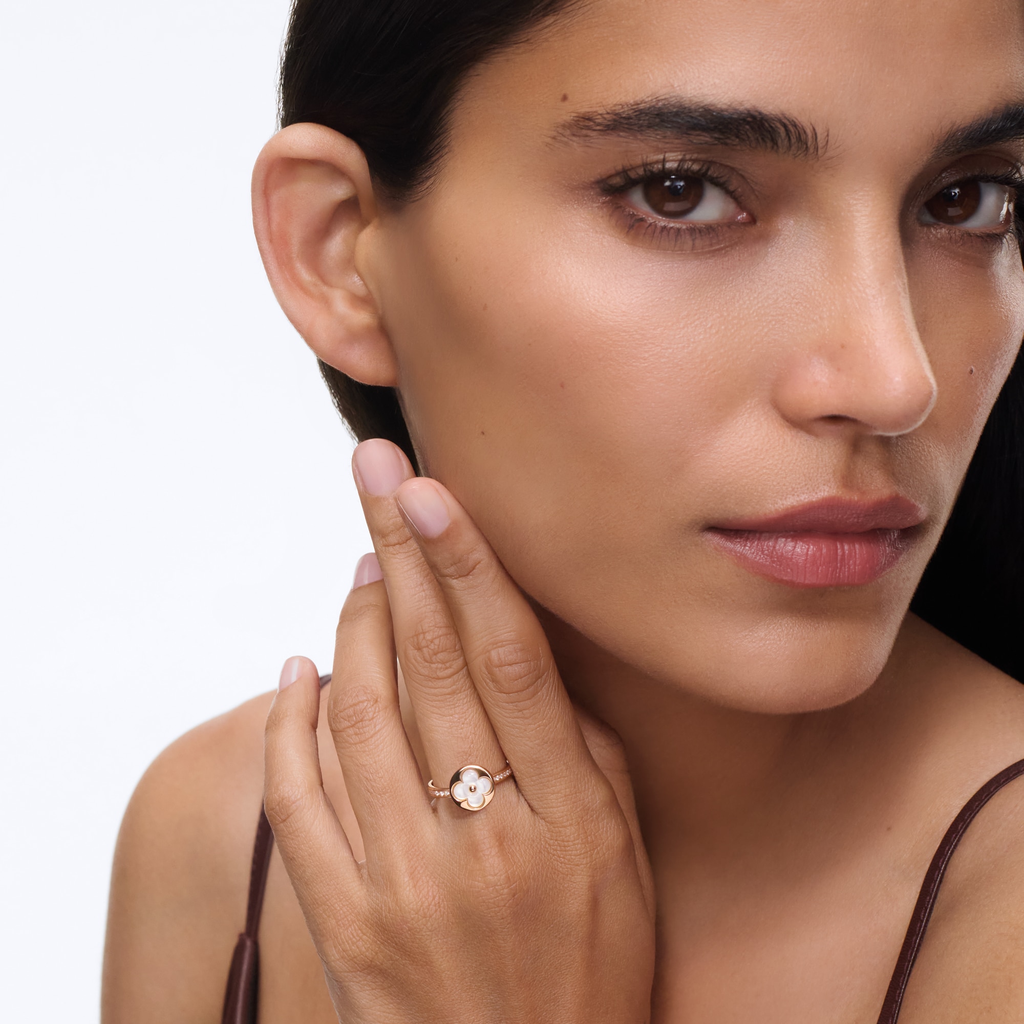 Color Blossom XS Sun Ring, Pink Gold, White Mother-of-Pearl and